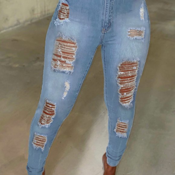 Raquel Alexandra Denim - **LAST ONE**Distressed Ripped Pockets High Waisted